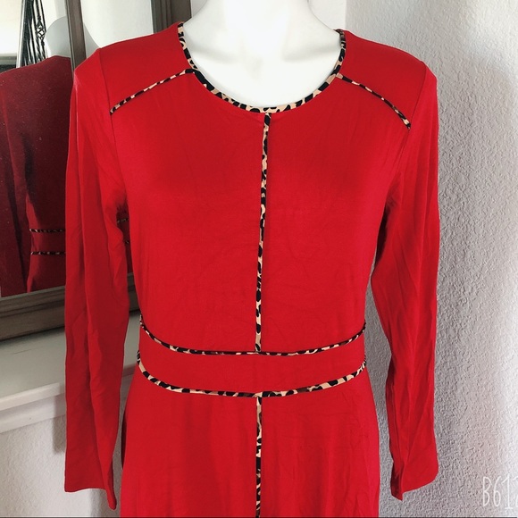 Cupio RED Crepe Long Sleeve Midi Dress, Size L New w/Tag - Picture 8 of 11